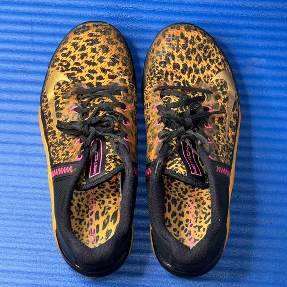Size 10.5- Women’s Nike Metcon 6 Leopard Cheetah Print AT3160-096 Black Brown - Picture 5 of 8